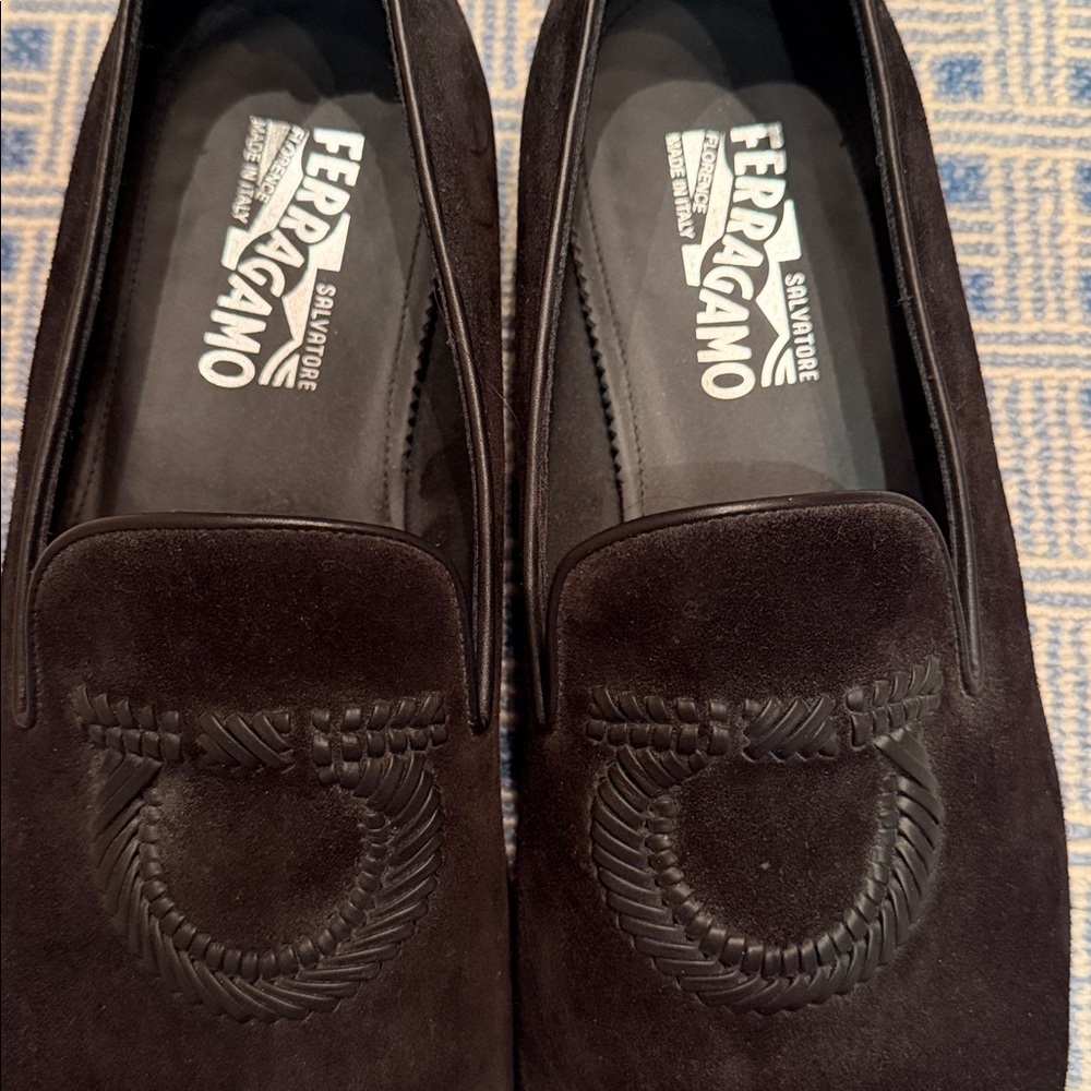 Salvatore Ferragamo "Lavorazione Originale" Black Suede Loafers - 12 EE Wide - Picture 2 of 9